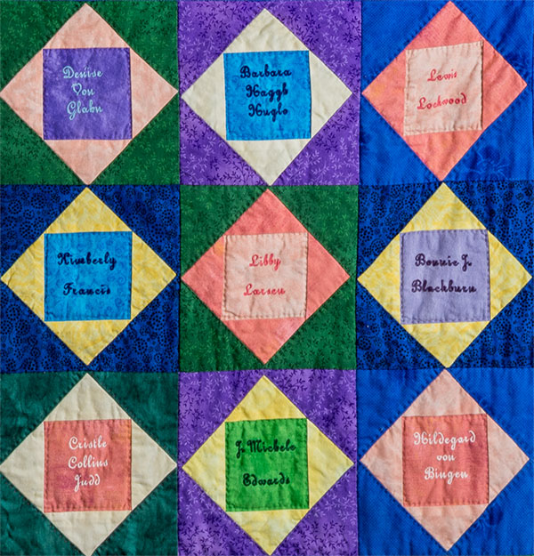 Close up view of the AMS Name Quilt 2017